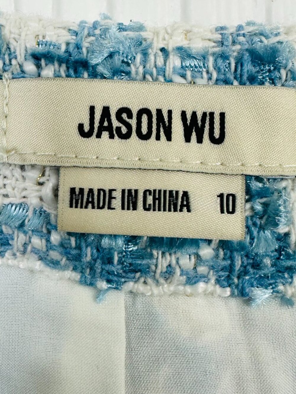 Jason Wu Tweed Skirt Set Blue Plaid Jacket & Mini Skirt Designer Luxe Size 10 - Picture 4 of 9